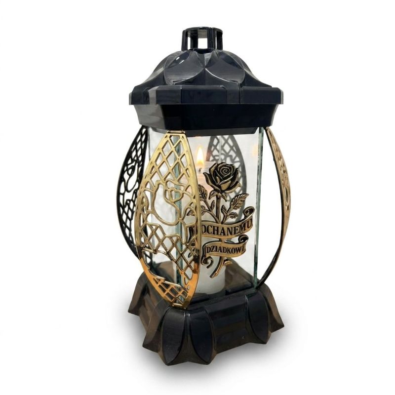 6x Znicze Kwiat złoty „Kochanemu Dziadkowi”, 26 cm