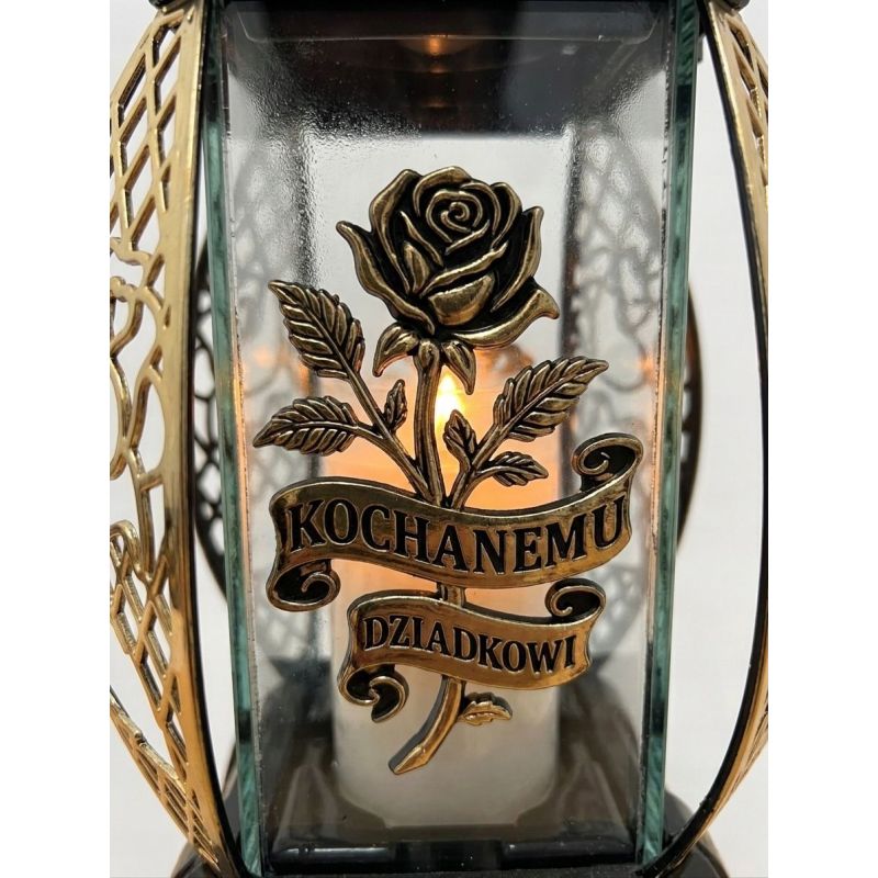 6x Znicze Kwiat złoty „Kochanemu Dziadkowi”, 26 cm