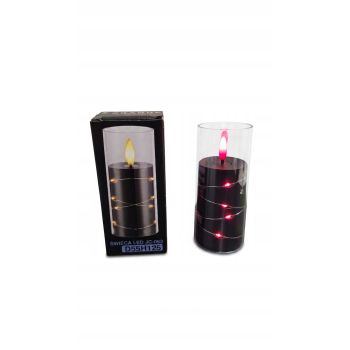 Wkład LED do znicza Grande czarny, płomień czerwony, 12,5 cm