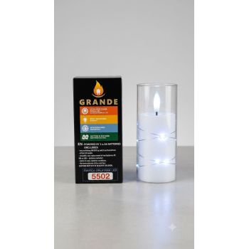 Wkład LED do znicza Grande biały, płomień biały, 12,5 cm