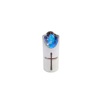 Wkład LED do znicza Krzyż srebrny, biały, 12 cm