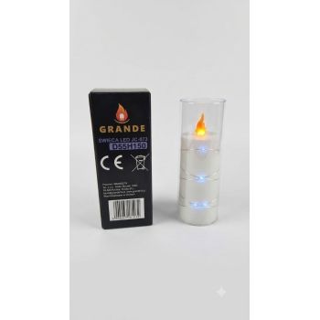 Wkład LED do znicza Grande biały, żywy płomień, 15 cm